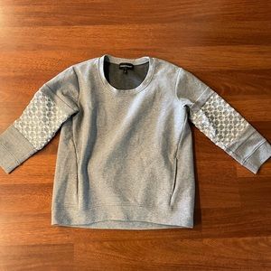 Emporio Armani Crewneck Sweatshirt Sweater gray w/ eyelet lace sleeve detail 38